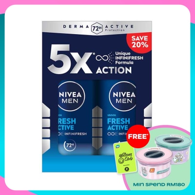 NIVEA FOR MEN Deodorant Fresh Roll On 2x50ml