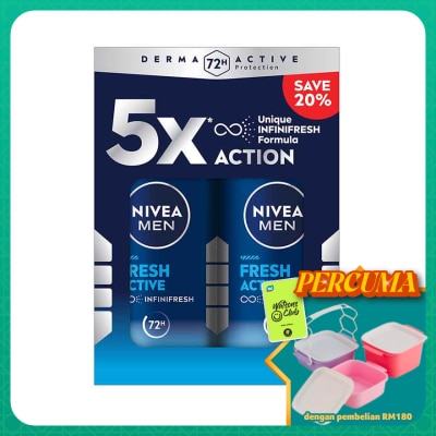 NIVEA FOR MEN - Deodorant Fresh Roll On 2x50ml
