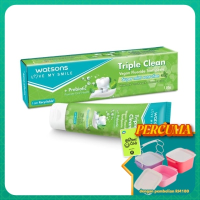 WATSONS - Triple Clean Fluoride Vegan Toothpaste 110g