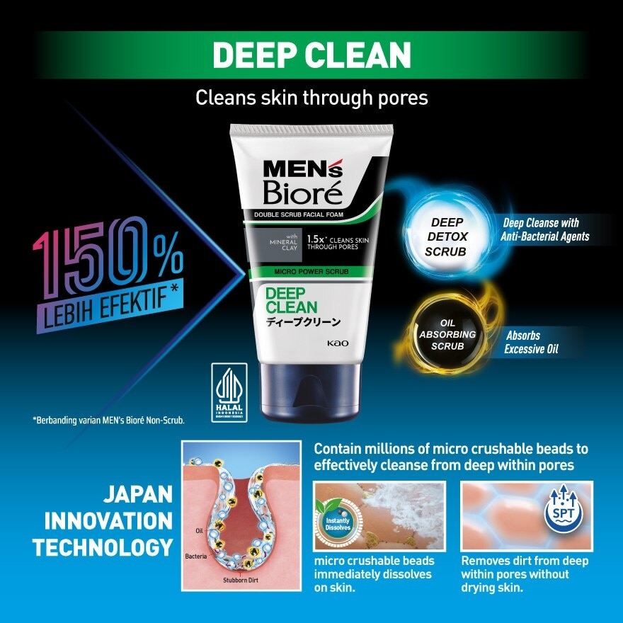 Men'S  Double Scrub Deep Clean 100g Face Wash