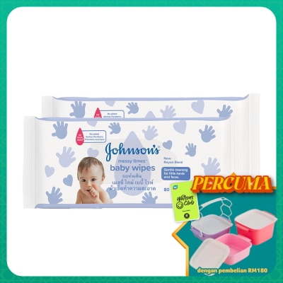 JOHNSON'S - Baby Messy Times Wipe Hand And Face 2 x 80's