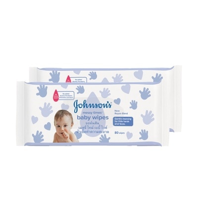 JOHNSON'S Baby Messy Times Wipe Hand And Face 2 x 80's