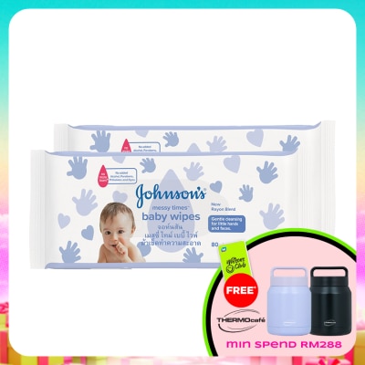 JOHNSON'S - Baby Messy Times Wipe Hand And Face 2 x 80's