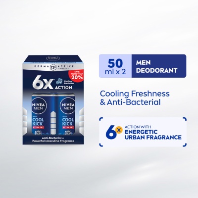 NIVEA FOR MEN Deodorant Cool Kick Roll On 2x50ml image
