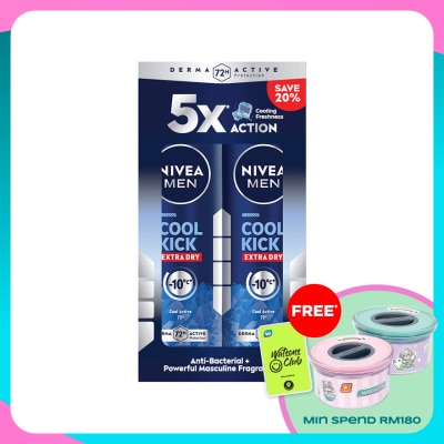 NIVEA FOR MEN Deodorant Cool Kick Spray Twin Pack 2x150ml