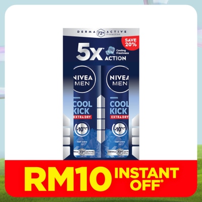 NIVEA FOR MEN Deodorant Cool Kick Spray Twin Pack 2x150ml