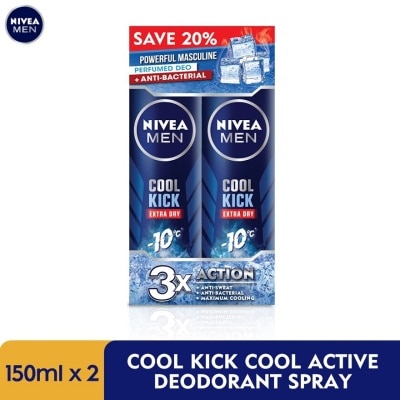 NIVEA FOR MEN Deodorant Cool Kick Spray Twin Pack 2x150ml