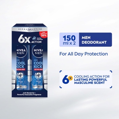 NIVEA FOR MEN Deodorant Cool Kick Spray Twin Pack 2x150ml image