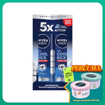NIVEA FOR MEN Deodorant Cool Kick Spray Twin Pack 2x150ml