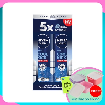 NIVEA FOR MEN Deodorant Cool Kick Spray Twin Pack 2x150ml