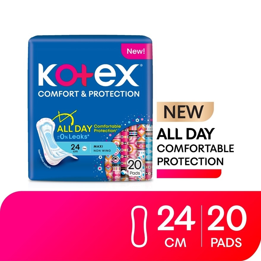 Comfort & Protection Maxi Day Non Wing Pad 24cm (20s) - Sanitary Pad with 100% Leak Free Comfort