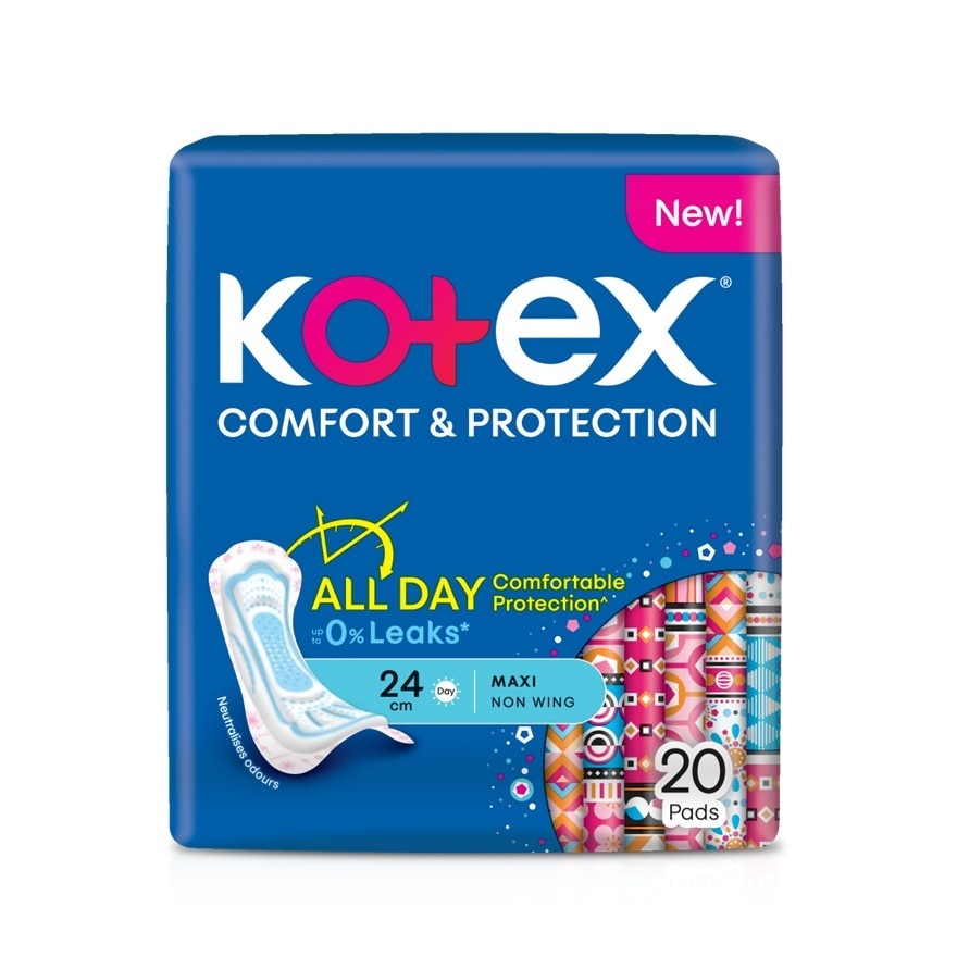 Comfort & Protection Maxi Day Non Wing Pad 24cm (20s) - Sanitary Pad with 100% Leak Free Comfort