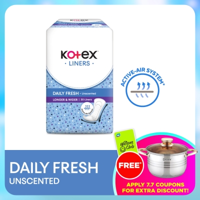KOTEX - Longer & Wider Unscented Pantyliner 17.5cm (30s) - Breathable, Comfortable & Rapid Absorption Liners