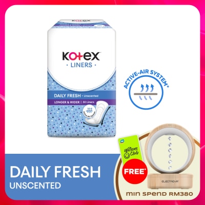 KOTEX - Longer & Wider Unscented Pantyliner 17.5cm (30s) - Breathable, Comfortable & Rapid Absorption Liners