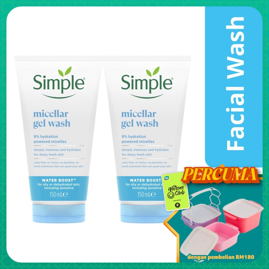 Water Boost Micellar Facial Gel Wash 150ml Twin Pack