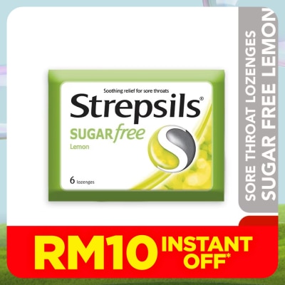 STREPSILS Sore Throat Lozenges Sugar Free Lemon 6s