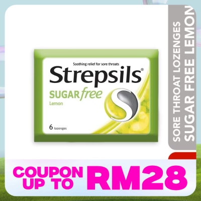 STREPSILS Sore Throat Lozenges Sugar Free Lemon 6s