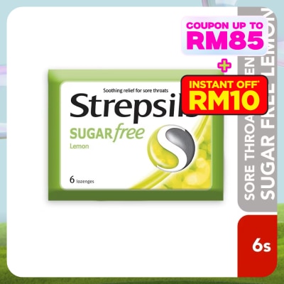 STREPSILS Sore Throat Lozenges Sugar Free Lemon 6s