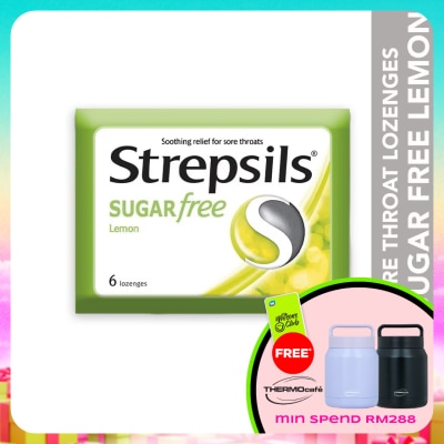 STREPSILS - Sore Throat Lozenges Sugar Free Lemon 6s
