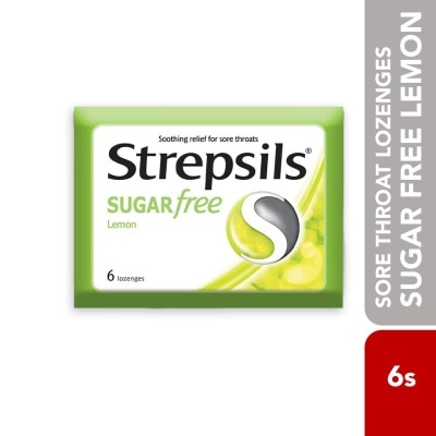 STREPSILS Sore Throat Lozenges Sugar Free Lemon 6s