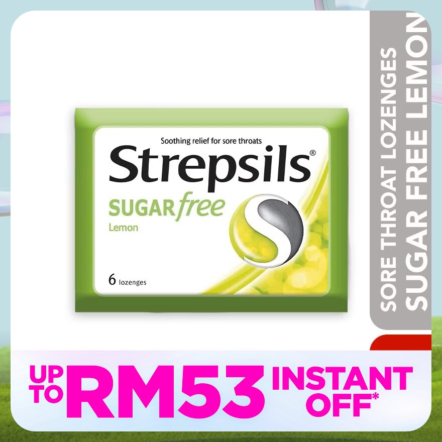 Sore Throat Lozenges Sugar Free Lemon 6s