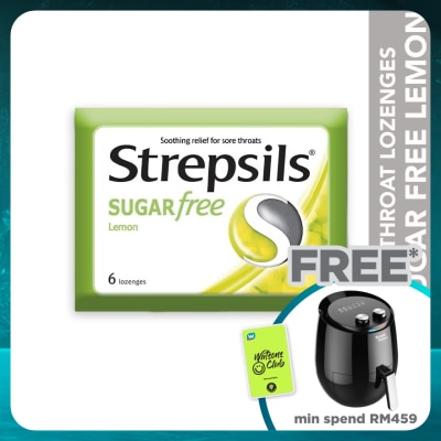 STREPSILS Sore Throat Lozenges Sugar Free Lemon 6s