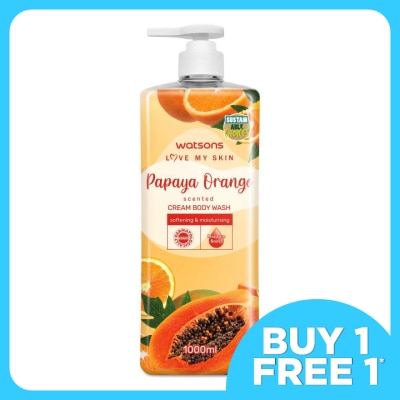 WATSONS Papaya Orange Scented Cream Body Wash 1L