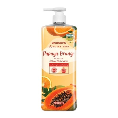 WATSONS Papaya Orange Scented Cream Body Wash 1L