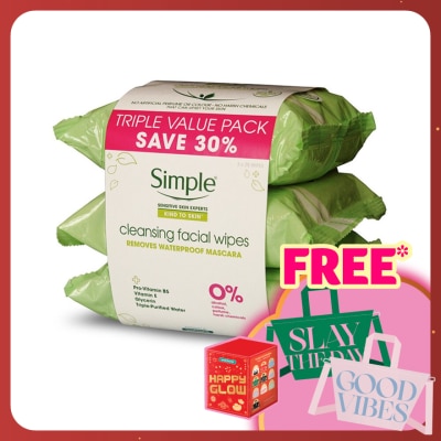 SIMPLE Kind to Skin Cleansing Facial Wipes 3x25's