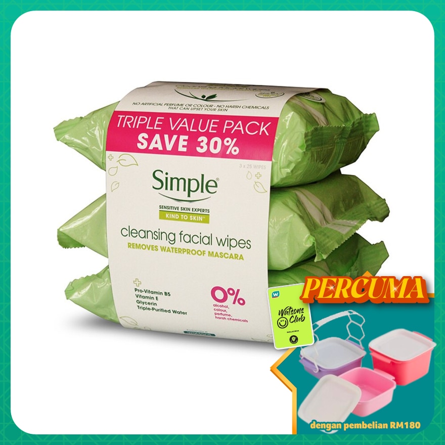 Kind to Skin Cleansing Facial Wipes 3x25's