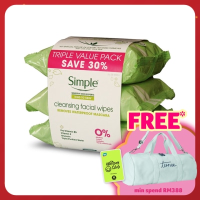 SIMPLE Kind to Skin Cleansing Facial Wipes 3x25's