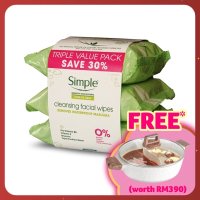 SIMPLE Kind to Skin Cleansing Facial Wipes 3x25's