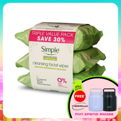 SIMPLE - Kind to Skin Cleansing Facial Wipes 3x25's