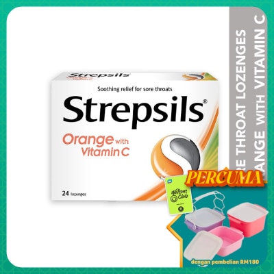 STREPSILS - Sore Throat Lozenges Orange with Vitamin C 24s