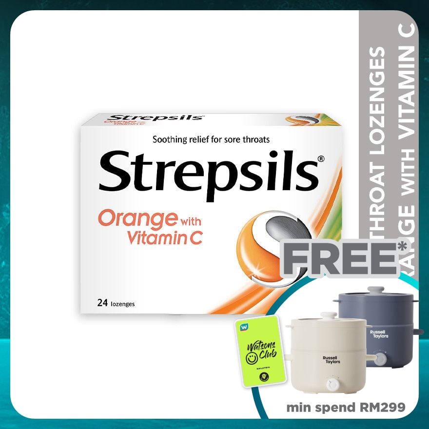 Sore Throat Lozenges Orange with Vitamin C 24s