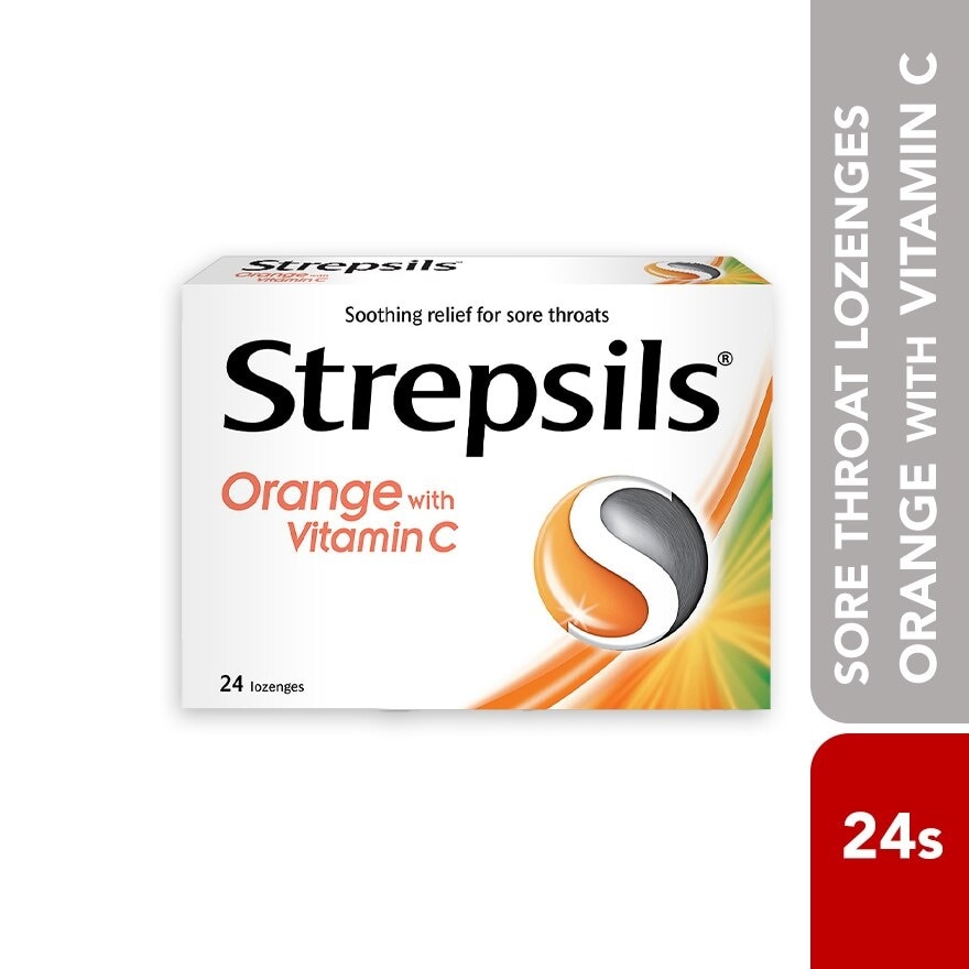 Sore Throat Lozenges Orange with Vitamin C 24s