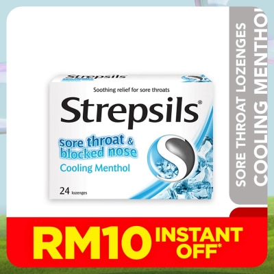 STREPSILS Sore Throat Lozenges Cooling Menthol 24s