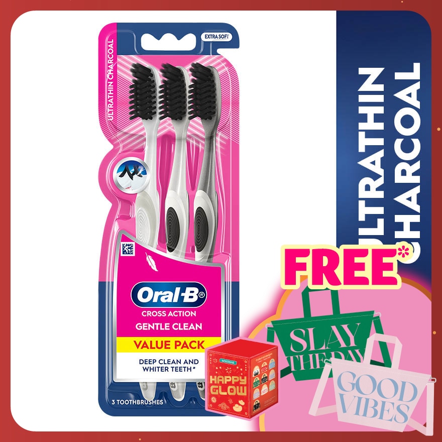 Cross Action Ultrathin Charcoal Toothbrush 3S