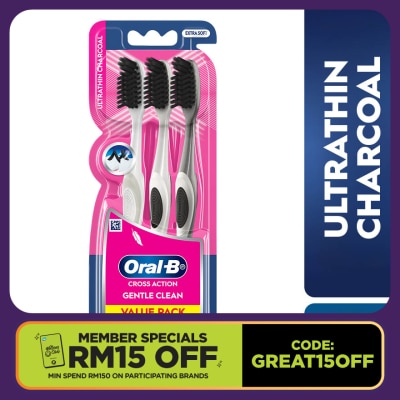 ORAL-B Cross Action Ultrathin Charcoal Toothbrush 3S