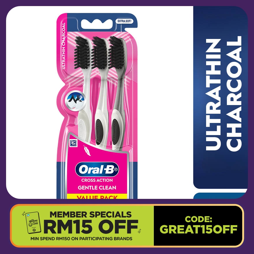 Cross Action Ultrathin Charcoal Toothbrush 3S