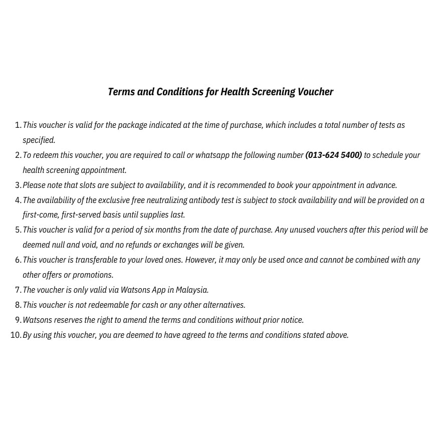 Basic Health Screening Voucher (66 test)