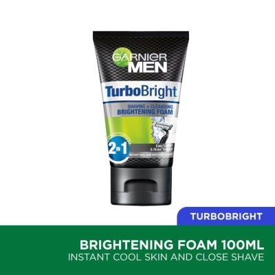 GARNIER MEN Turbobright Brightening Shaving + Cleansing Foam 100ml