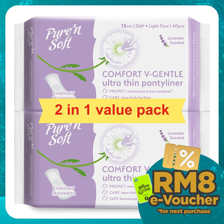 Ultra Thin Pantyliner Lavender Scented 15cm 2x40s