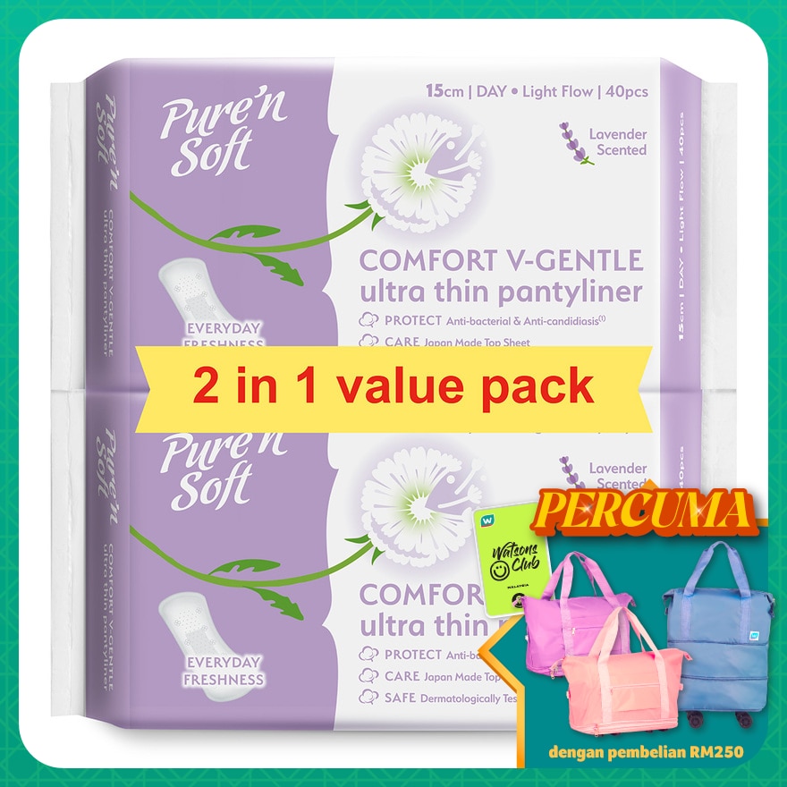 Ultra Thin Pantyliner Lavender Scented 15cm 2x40s