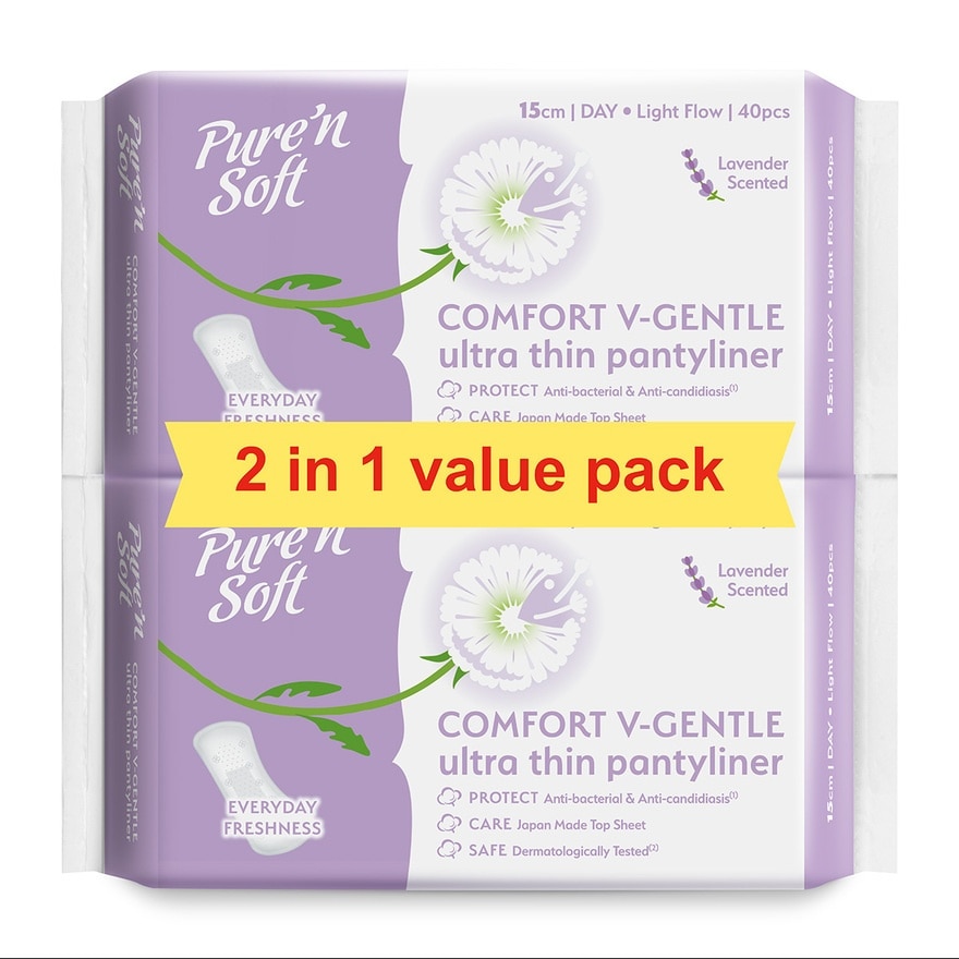 Ultra Thin Pantyliner Lavender Scented 15cm 2x40s
