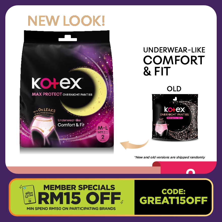 Overnight Panties M-L (2s) - Period Panties with 360⁰ Anti-Leakage Protection Disposable