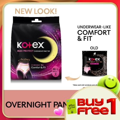 KOTEX - Overnight Panties M-L (2s) - Period Panties with 360⁰ Anti-Leakage Protection Disposable
