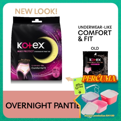 KOTEX - Overnight Panties M-L (2s) - Period Panties with 360⁰ Anti-Leakage Protection Disposable