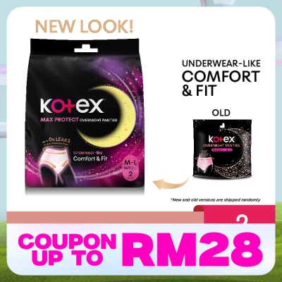 KOTEX Overnight Panties M-L (2s) - Period Panties with 360⁰ Anti-Leakage Protection Disposable