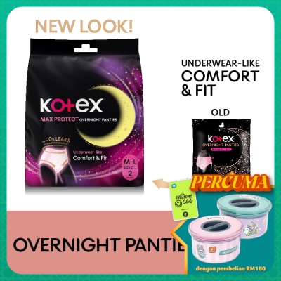 KOTEX Overnight Panties M-L (2s) - Period Panties with 360⁰ Anti-Leakage Protection Disposable